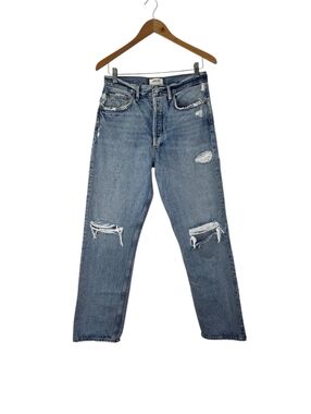 EUC AGOLDE Women's Size 27 90's Jean In Threadbare Button Fly Straight High Rise